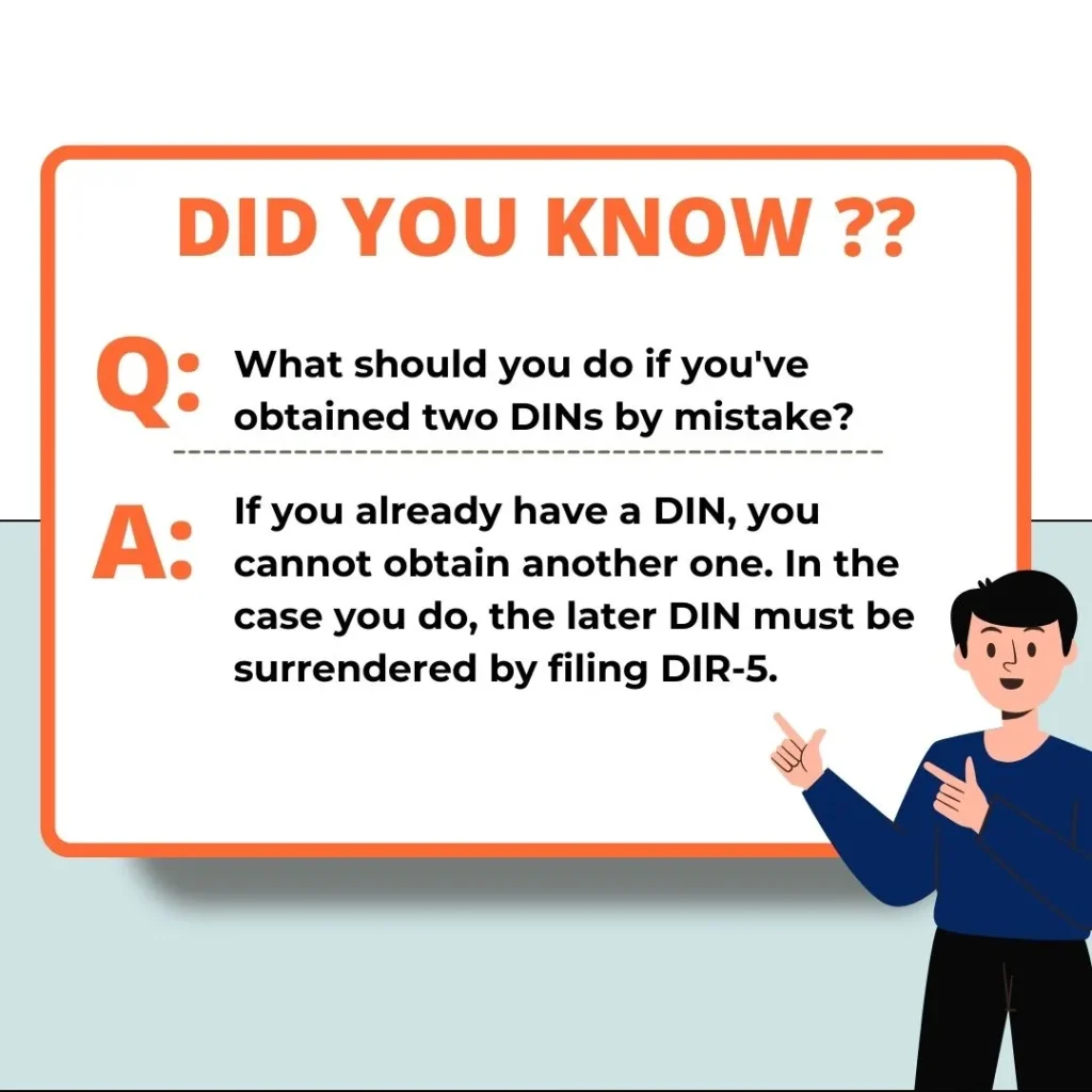 file DIR-5 to surrender your duplicate DIN