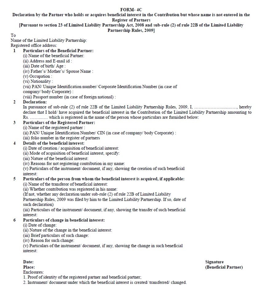 Form-4C Declaration by the Partner